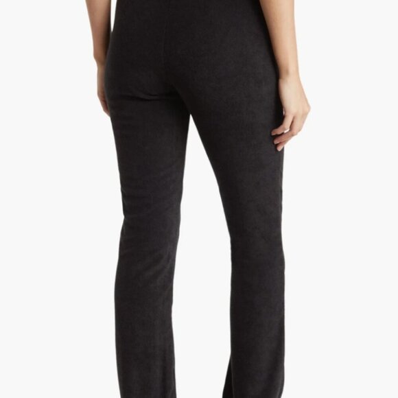 WEWOREWHAT Towel Terry Kick Flare‎ Pants Black Women's High Rise Size Large NEW - Picture 2 of 6